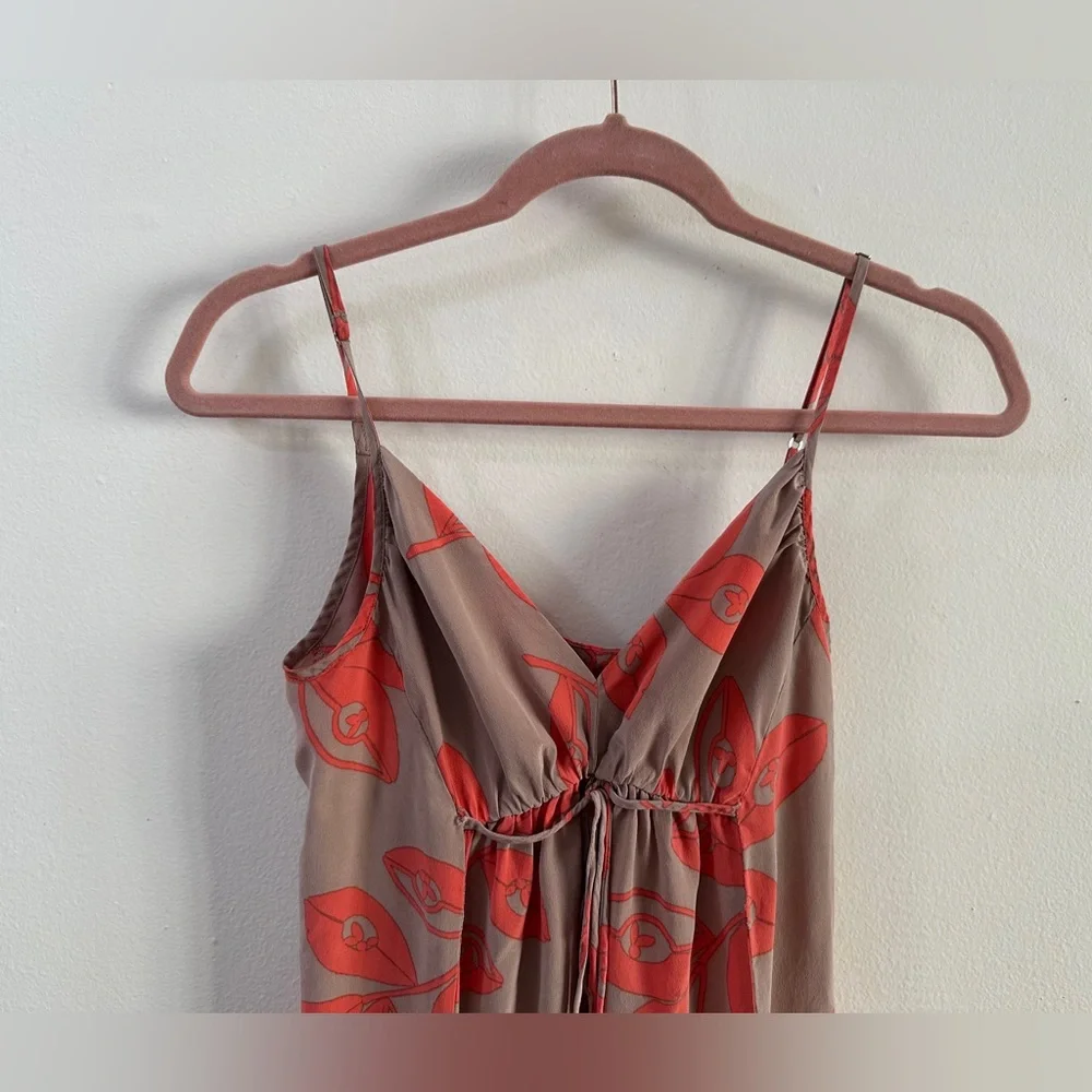 CYNTHIA VINCENT Floral Maxi Dress SIZE 2 SMALL Red Brown Tan Casual Flowy Breezy - Picture 5 of 8